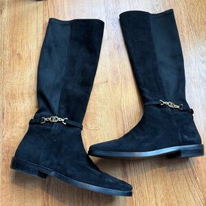 Sam Edelman Black Knee high Boots with Gold Accent